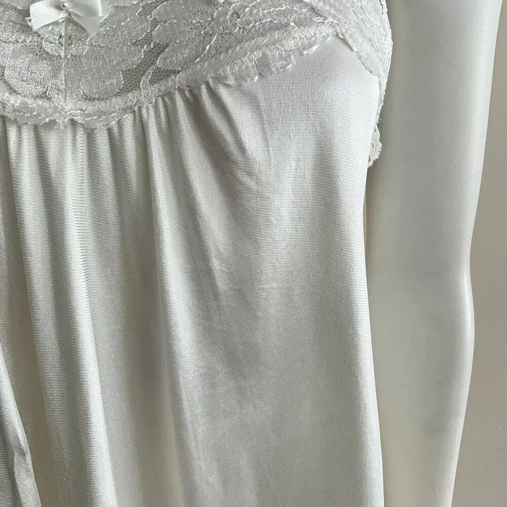 Val Mode Vintage Lace & Satin Slip Maxi Night Gown FLAWED M - Picture 15 of 16